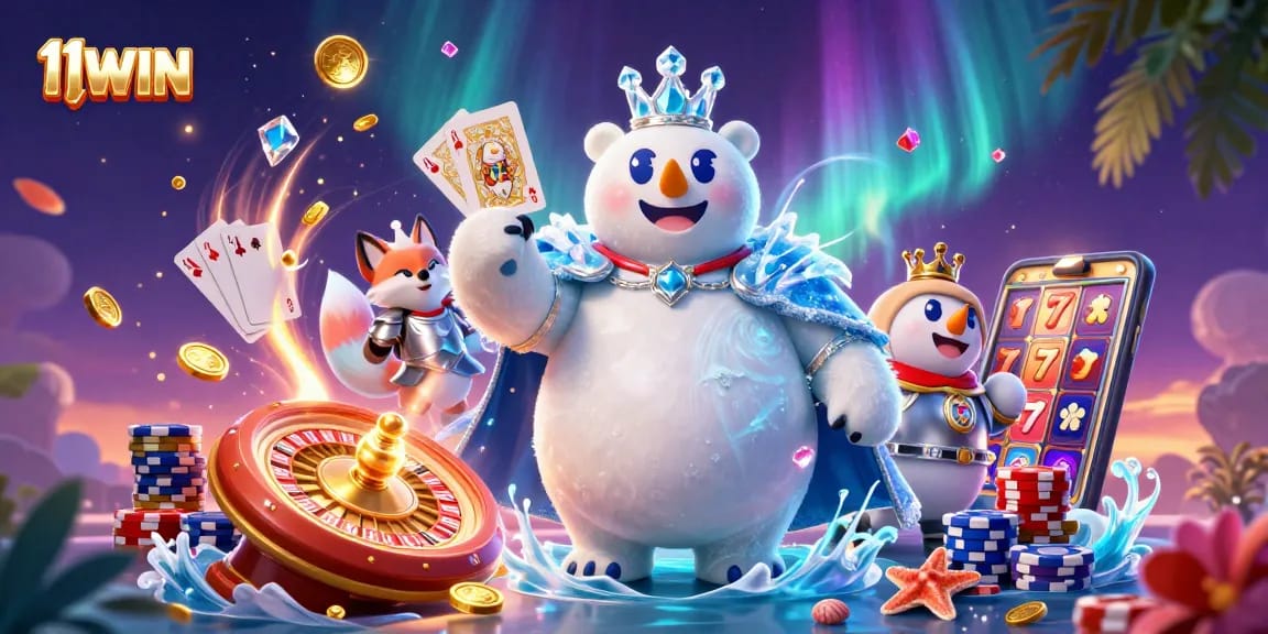 Experience thrilling gameplay with 11WIN as the ice king polar bear and snow fox ignite the casino atmosphere.