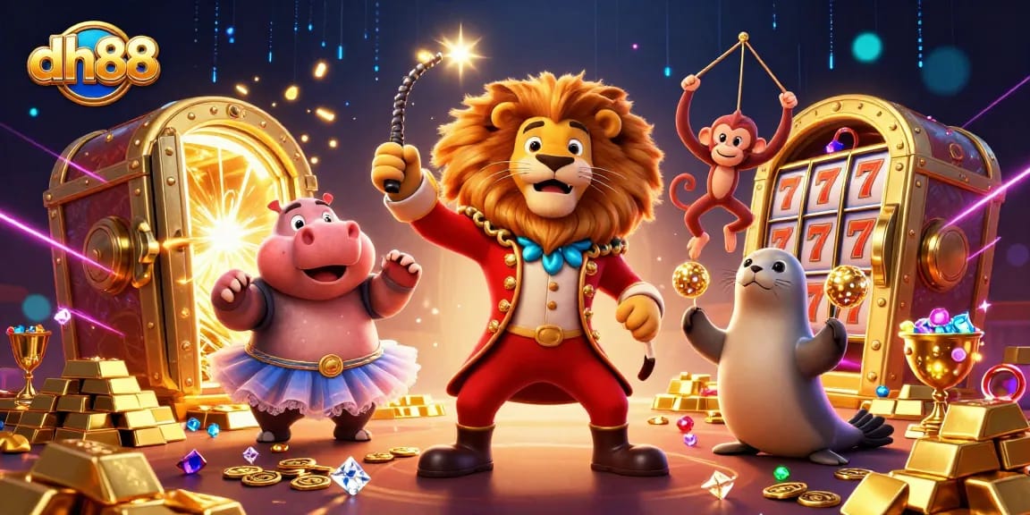 Experience the thrills of dh88 with a vibrant 3D casino scene featuring engaging characters and exciting gambling elements.