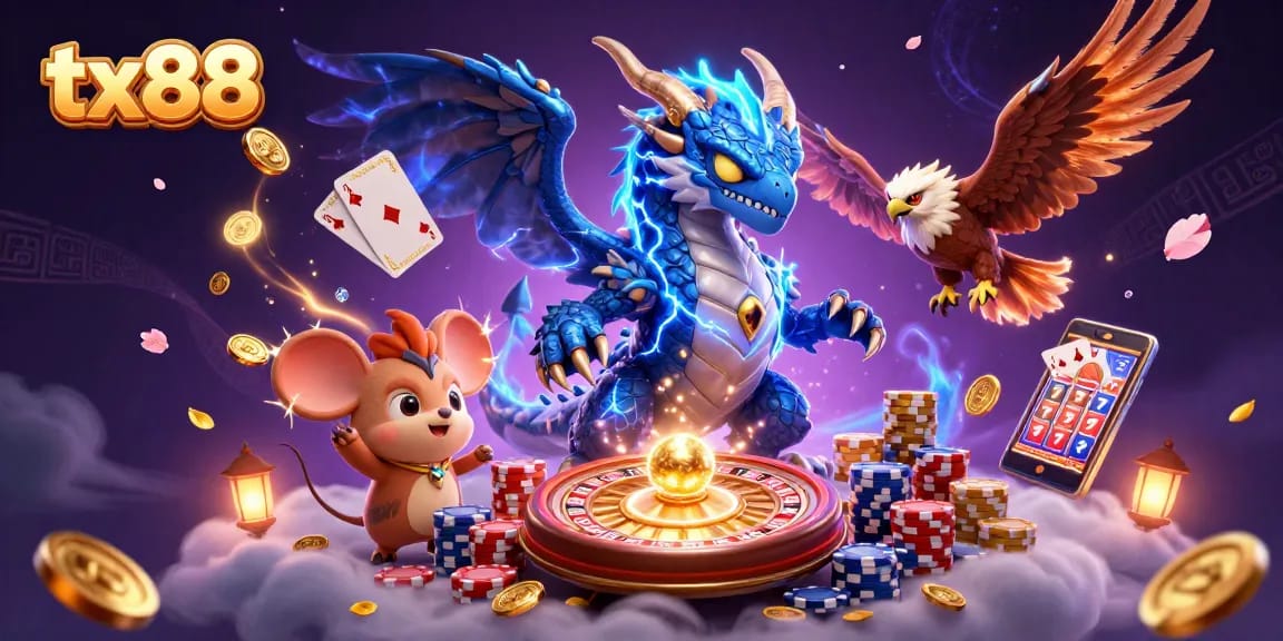 Experience thrilling gaming dynamics at tx88 with vibrant characters and captivating casino elements.