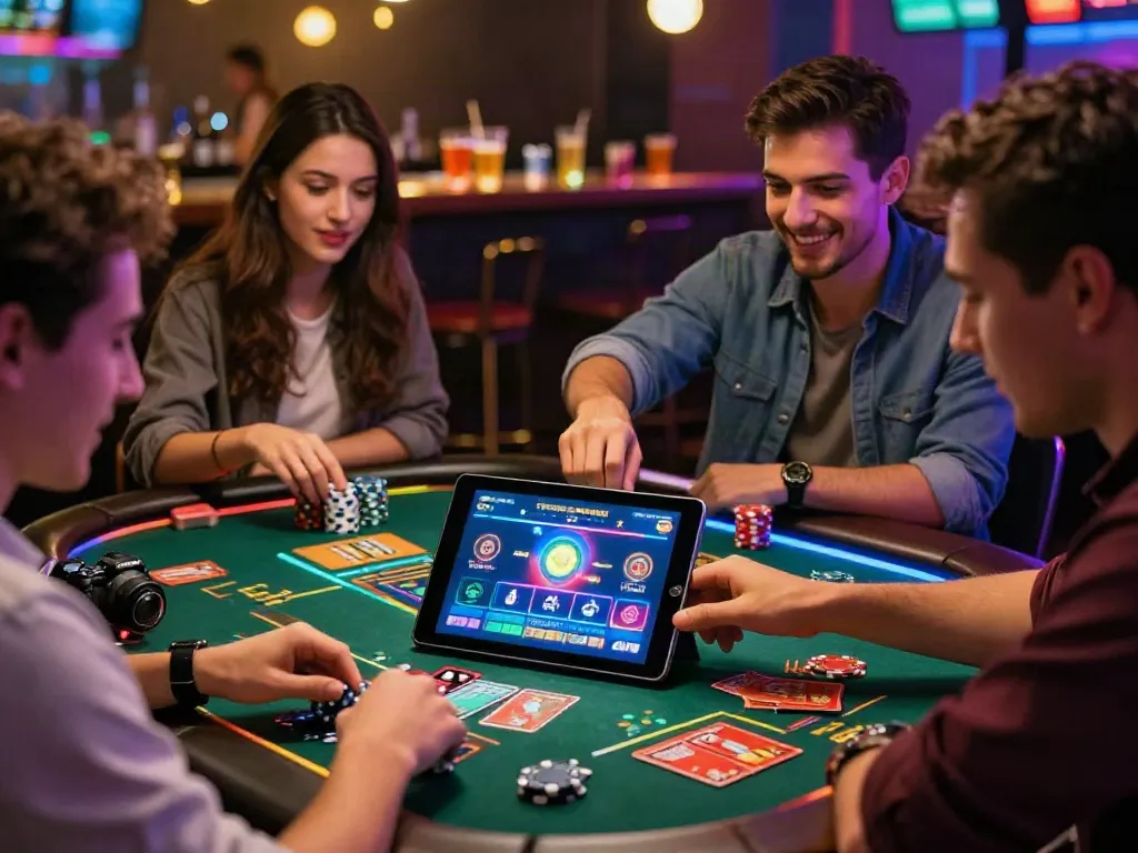Engaging online betting experience at Trang chủ Nbet with friends enjoying virtual games and vibrant atmosphere.