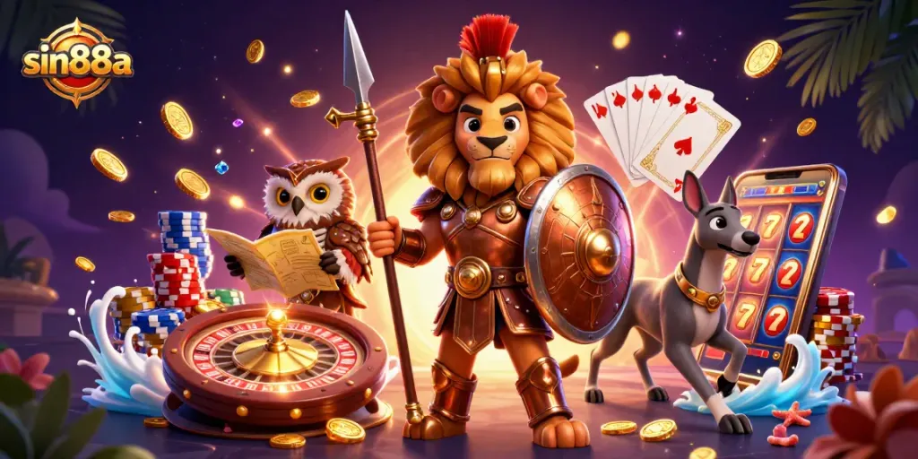 Experience thrilling gameplay with sin88a in a vibrant online casino scene featuring energetic characters and dynamic game elements.