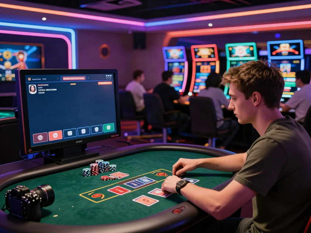 Engaged player enjoying games not on gamstop at vibrant online casino.