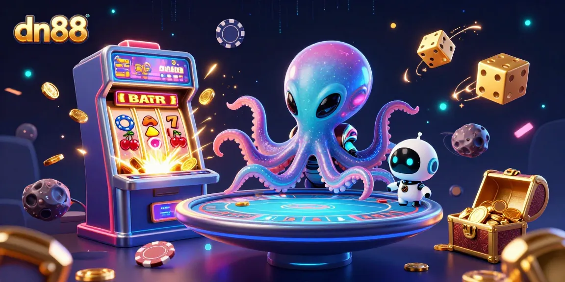 Experience exciting gameplay with dn88 as the alien octopus leads a cosmic casino adventure.